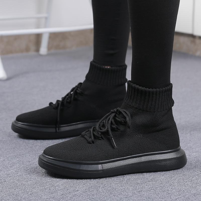 Flying socks shoes Elastic casual shoes Breathable and comfortable student short boots Couple shoes
