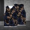 Men s Plus Size V Neck Sleeveless Floral Printed Straight Hem Tank Top