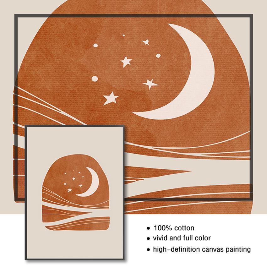 Drukuj do salonu sypialnia Home Decor obraz ścienny Morandi plakat słońce i księżyc obraz na płótnie Nordic Wall plakat artystyczny