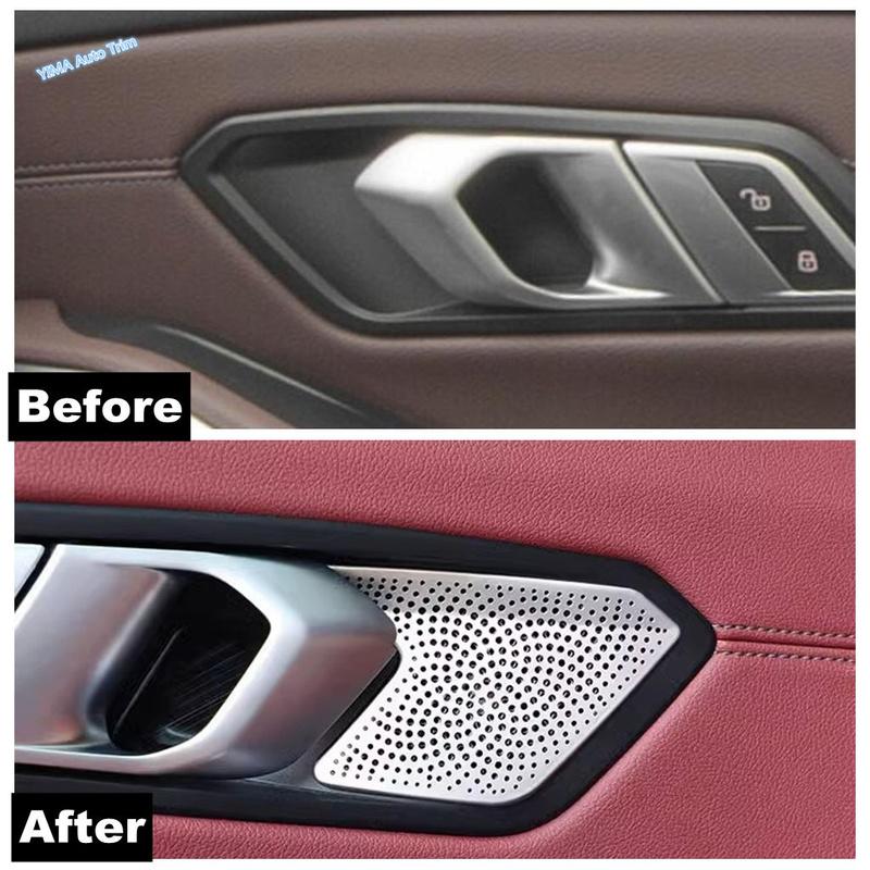 Stainless Steel Car Inner Handle Bowl Audio Tweeter Speaker Loudspeaker Cover Trim Accessories For BMW 3 Series G20  - 2024