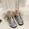 Fashion Bling Platform Mules Slippers Women Flat Sandals Casual Loafers Shoes Woman 2025 Trend Comfort Elegant Dress Summer Slides Mujer