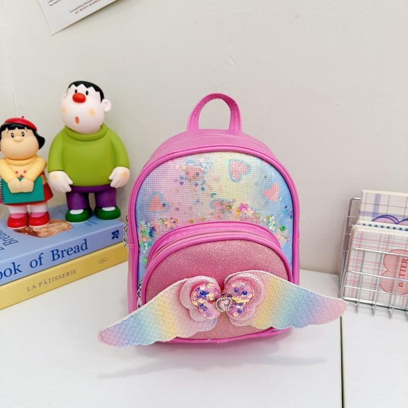 Sequins Shaped Heart Pattern Wings Backpack Children Schoolbag Fashion Gift