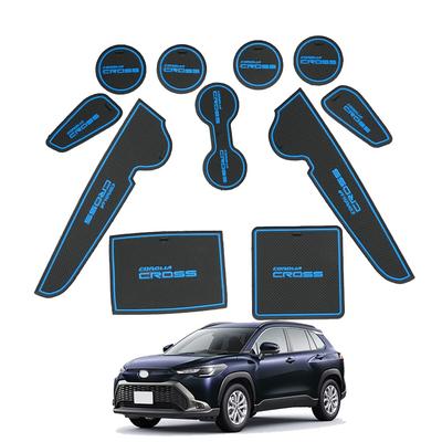 Hearsheng Set van Siliconen Rubber Interieur Rubberen Matten voor de Nieuwe Corolla Cross 2021 Deurvak Op Maat Gemaakt Interieur Eenvoudig Ontwerp 11-Delig (ZSG10, ZVG11,