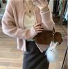 2025 Autumn Winter Pure Wool Double Zipper Women's Round Neck Fluffy Loose Knit Sweater