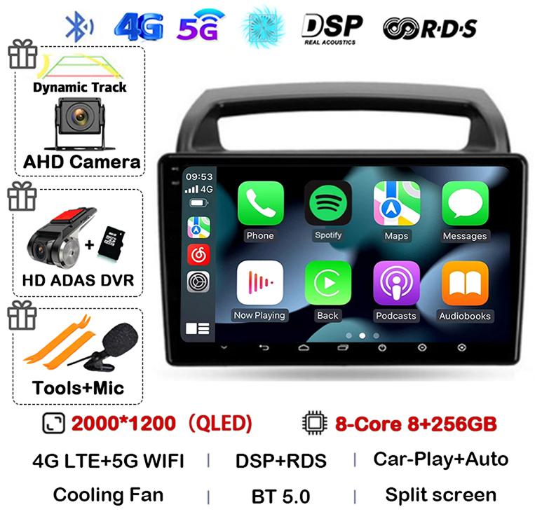 Android 14 WIFI+4G CarPlay Auto Car Radio For KIA Carnival VQ 2006 - 2014 Autoradio Multimedia Player Navigation GPS Stereo DSP