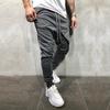 Men Harem Pants Solid Color Ankle Tied Streetwear Hip Hop Double Layer Running Baggy Pants for Jogging