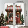 2 Stück 2D Flachdruck Weihnachtsszene Vorhang Weihnachtsgeschäft Weihnachtsmann Schneemann Baum Polyester Ohne Strom Party & Feiertag