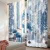 2D Flat Printing 2pcs Happy Christmas Scene Curtains Merry Christmas Snowman Digital Printed Polyester Drapes Holiday