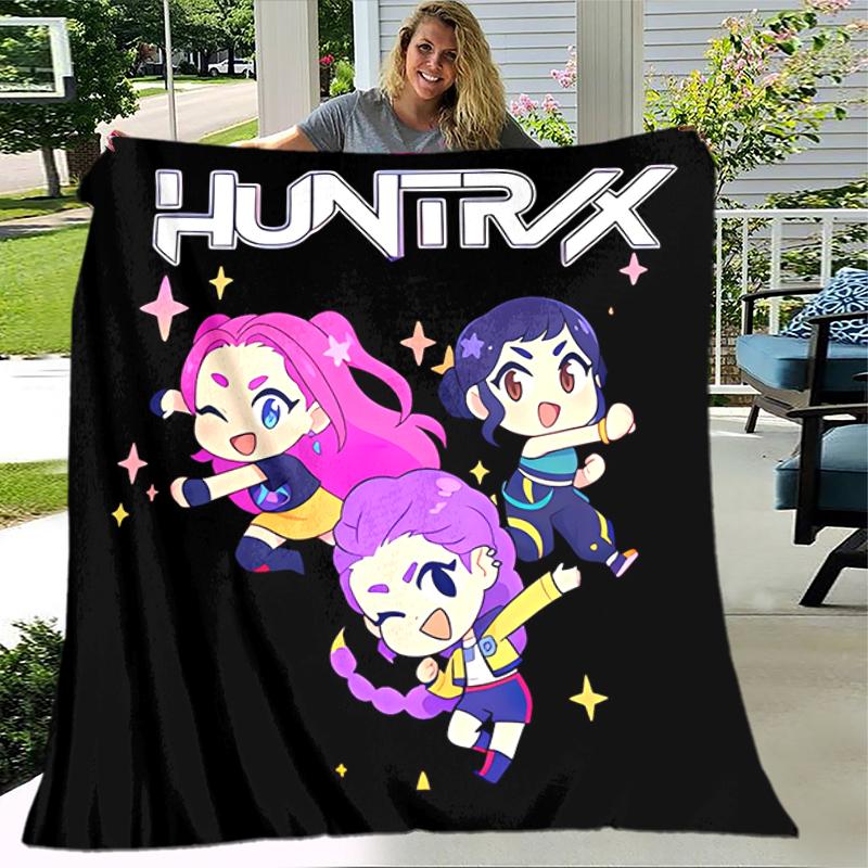 1pc Blanket Kpop Hunter12 Print Design, Lightweight Blanket for Sofa, Bed- Soft &Warm, Gift for All Seasons like Christmas, Halloween
