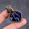London Blue Topaz Gemstone Handmade Copper Wire Wrap Jewelry Pendant 2.05" L0V12