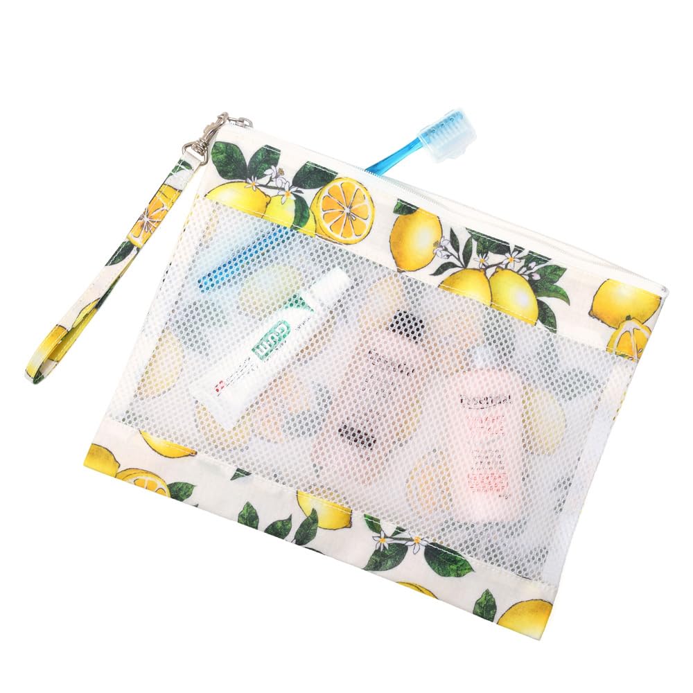 STYLE Decor Mesh Flat Pouch Citrus Stylish and Cute Set for Pocket Tissue Pouch Original Mask Set, Lemon, Women, W1900700-NVL2606-02 Includes +
