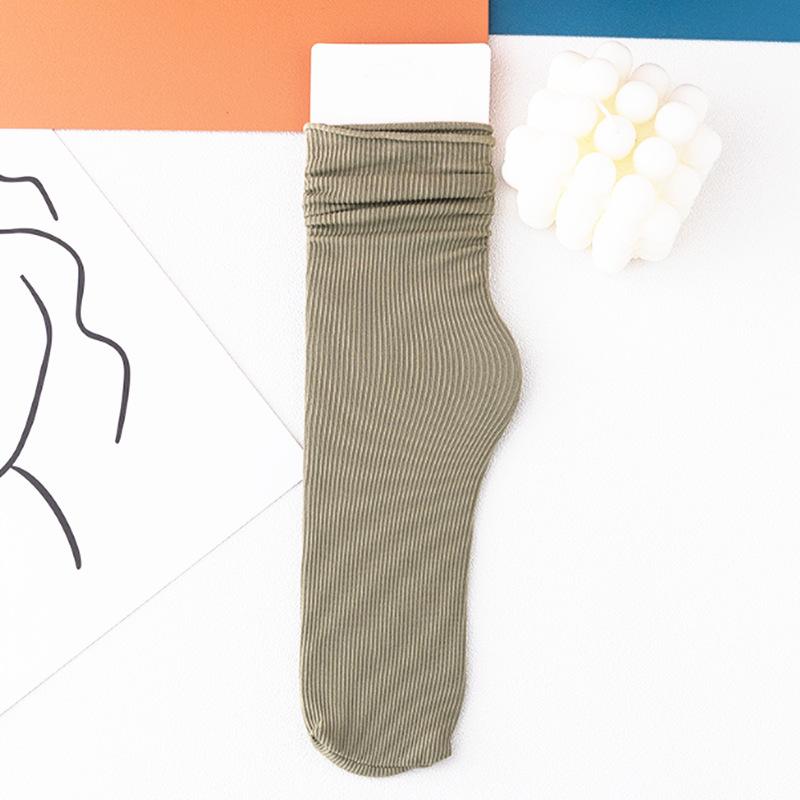Velvet Socks for Girls, New Summer Style, Thin Ice Silk Socks, Solid Color Mid-calf Socks, Dopamine Socks