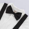 Mini Strój Dżentelmena Niemowlęcy Chłopiec Formalne Stroje Koszulka z Krótkim Rękawem z Muszką + Śpioszki Krótkie Spodenki Letnia Moda Zestaw 2 Szt.