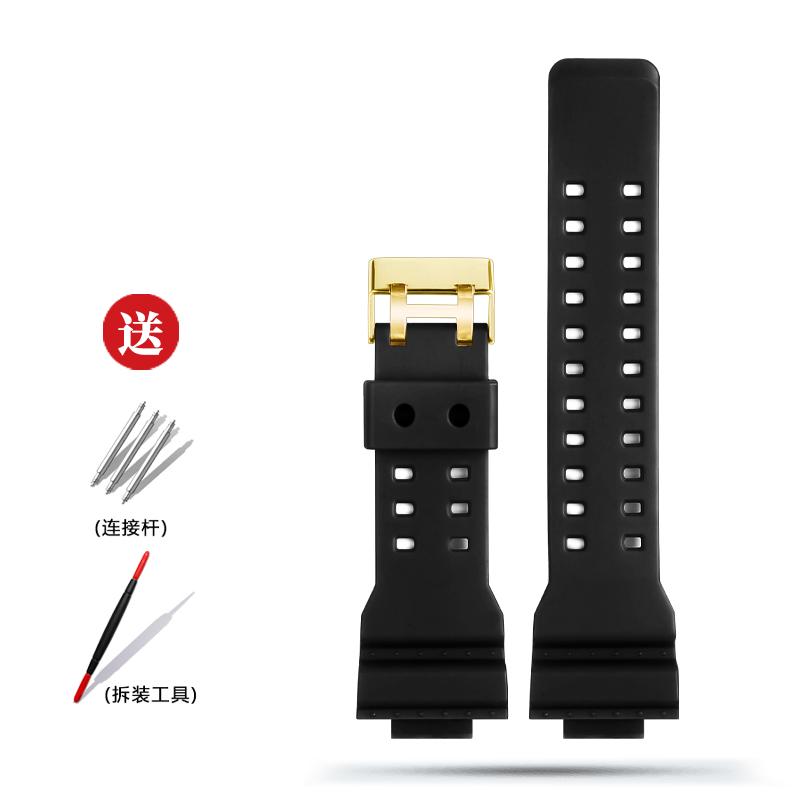 16mm Harz-Silikon-Armband für Casio G-Shock GA-100/110/120 GA400/700 GD-100/110 G-8900 GLS-100 Herren Damen Schwarz Gold Uhrenarmband