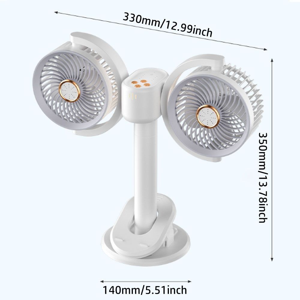 Adjustable Height Dual Head Circulation Fan Can Be Clamped Night Light New Air Cooler