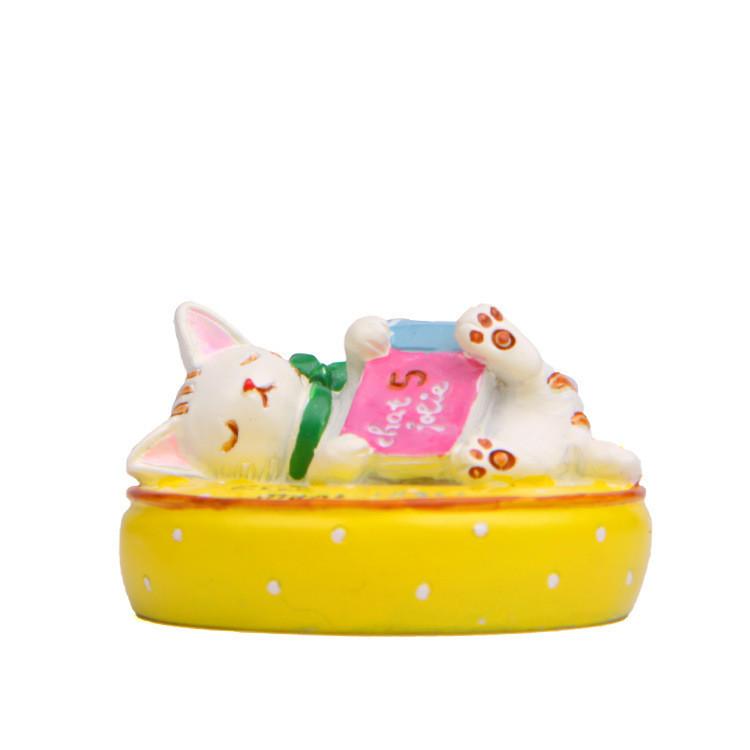 Lying Cat On A Cushion Reading A Book Resin Figurine For Living Room Decor