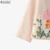 ZANZEA Women Floral Print Casual Round Neck Long Sleeve Blouse