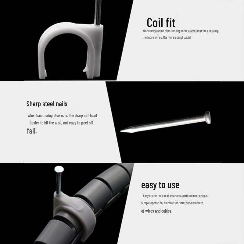 Haisidick HKHE-034 Round Plastic Steel Nail Cable Clips