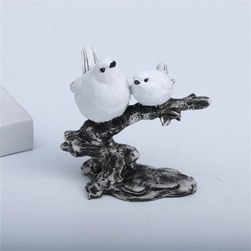 Animal Statue Modern Sculpture for Home Office Desk Decor Resin Birds Figurine Gifts Decorative Birds on Branch Statue