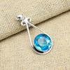 Blue Topaz Gemstone Handmade 925 Sterling Silver Jewelry Pendant For Engagement Gift