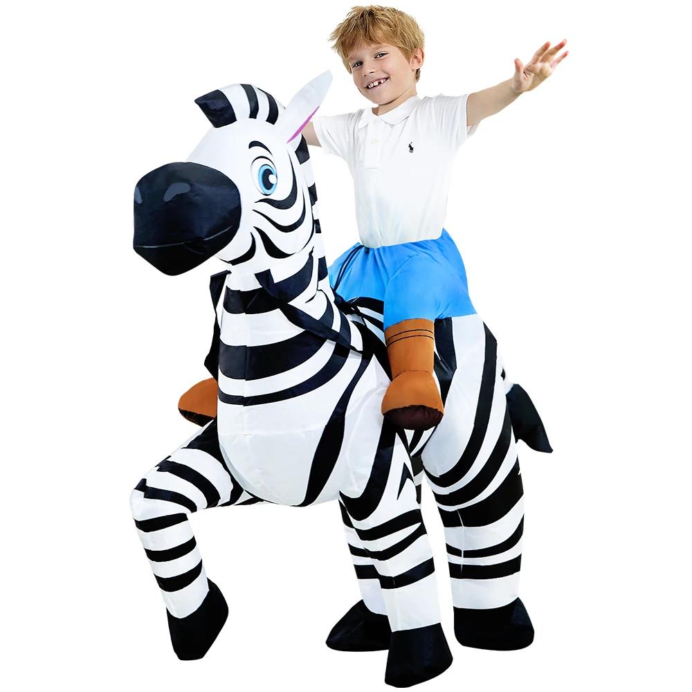 Dziecięcy Nadmuchiwany Kostium Zebra Do Jazdy Zabawny Nadmuchiwany Kostium Zwierzęcia Dla Chłopców Dziewczynek Halloween Karnawał Impreza Przebranie Cosplay