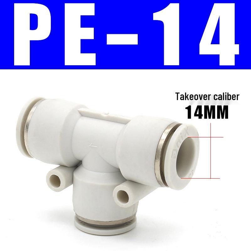 PU Pneumatic Quick Connect Air Hose Fittings, Straight & Three-Way, Sizes: 4/6/8/10/12/16mm
