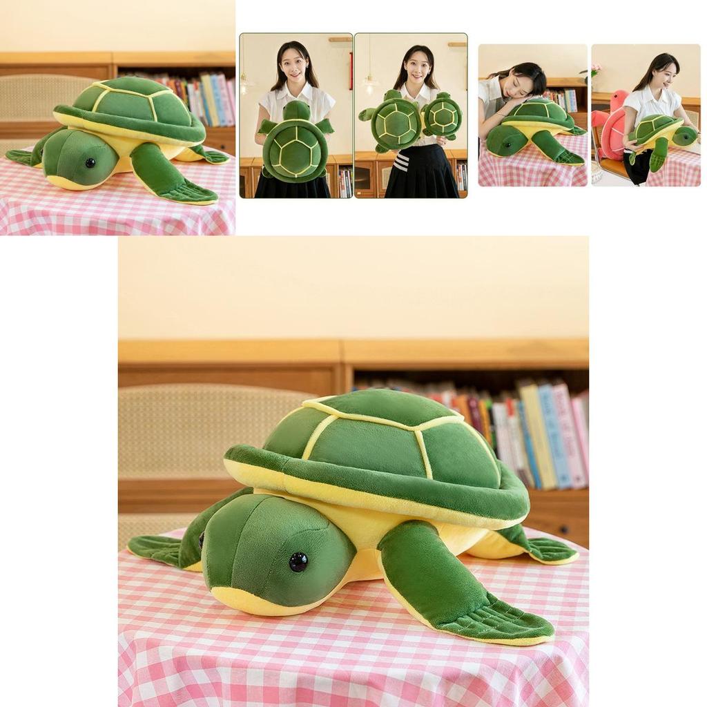 Adorable Green Turtle Plush Pillow Ultra-soft Pp Cotton Stuffed Animal Toy For Kids