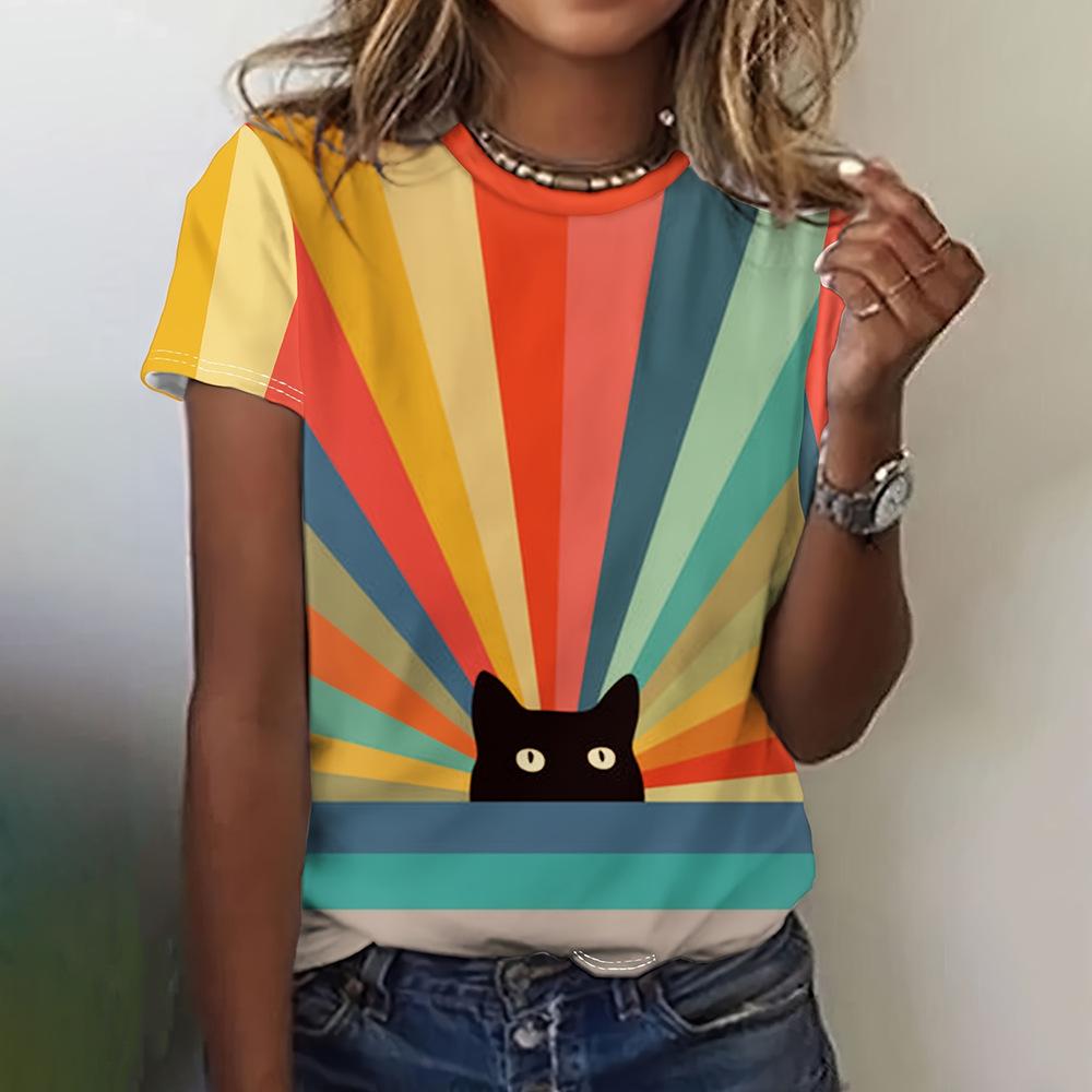 Cartoon Graphic Specal Women's T-shirt Casual Short Sleeved 3D Printed T-shirt