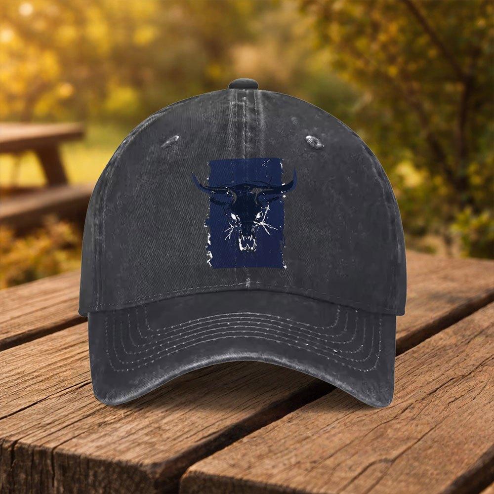 Longhorn Skull Print Baseball Cap Unisex Fashion Duckbill Hat Suitable for Outdoor Sports Fitness Travel And Outings MultiColor