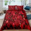 Valentine's Day Gift Romantic Retro Red Rose 3d Printed Quilt Cover Bedding Set Quilt Cover Pillowcase Three-Piece Set