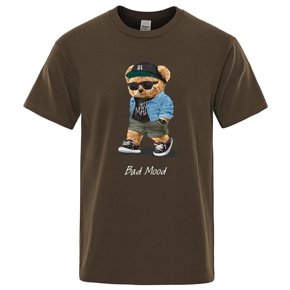 Men's Summer Casual T-Shirt Silent Teddy Bear Print Short Sleeve Shirt Hip Hop Loose Harajuku  Versized T Shirt Graphic T Shirts