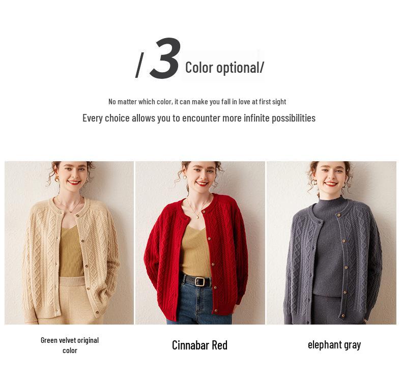 Women's Heavyweight Cashmere Cable Knit Cardigan Sweater - Autumn/Winter Collection