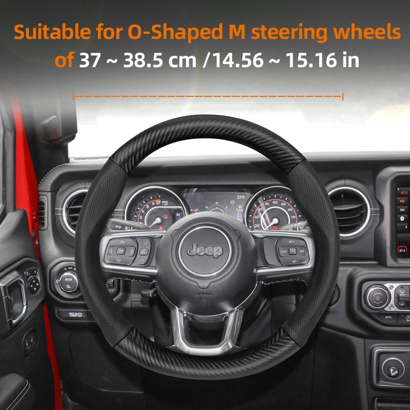 zkfan8 Suitable for Jeep Breathable Hole Leather Matte Carbon Fiber Texture Steering Wheel Cover Suitable for Compass Renegade