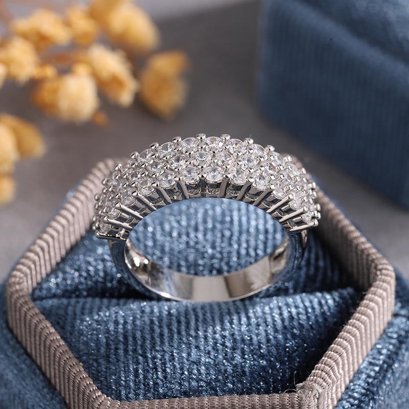 Sparkling Zircon Ring S925 Silver Plated High Quality Jewelry For Ladies Banquet Birthday Bride Wedding Engagement Gift