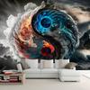 2D Yin Yang Tapestry, Fire and Water Element Wall Decor