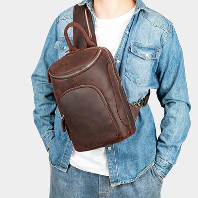 Crazy Horse Leder Herren Brusttasche Vintage Große Kapazität Schulter Crossbody Kopfschicht Rindsleder Männliche echtes Leder Brusttasche