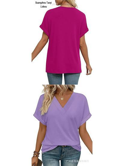 Women's Summer V-Neck Batwing Sleeve Shirt 2026 Fashion