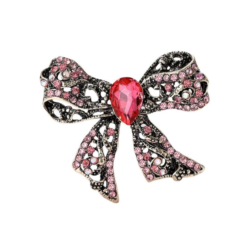 Classic Vintage Bowknot Brooches For Women Unisex Rhinestone Pearl Bow Party Casual Brooch Pins Gifts