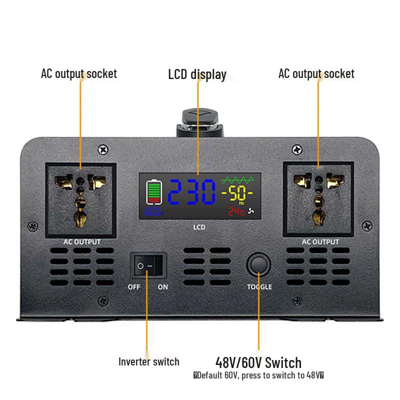 High-Power Dual Voltage Pure Sine Wave Inverter for Electric Vehicles (48V/60V/72V To 220V)