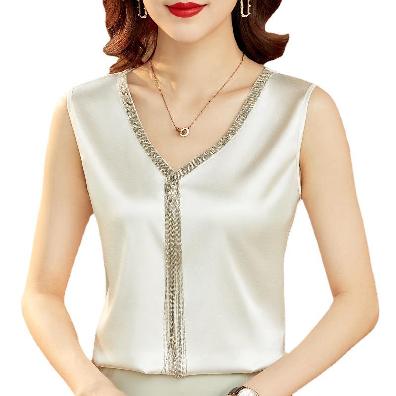 Women's Plus Size Tassel Tank Top - Ice Silk Summer Outerwear/Base Layer