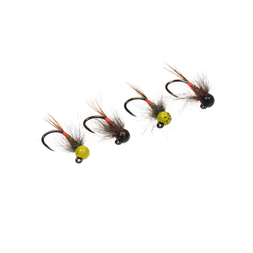 6PCS Jig Tungsten Bead Head Nymph Euro Nymph Fast Sinking Barbless Hook Fly Fishing For Trout Grayling Panfish Insect Baits Lure