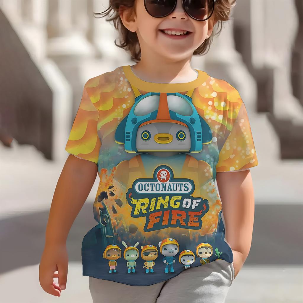 Summer Round Neck 3D Printed Cartoon O-octonauts Pattern Top Fashionable Casual Short Sleeved Children's Boy T-shirts