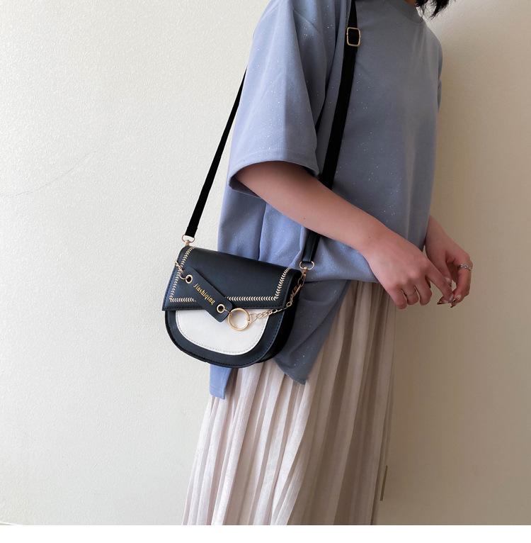 SCIONE Net Celebrity Ins Hit Color Texture Bag Women 2020 All-match Single Shoulder Crossbody Saddle Bag