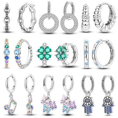 Silve Plated Hoop Earring Woman Eardrop Fashion Pendientes For Jewelry Gift Anniversary