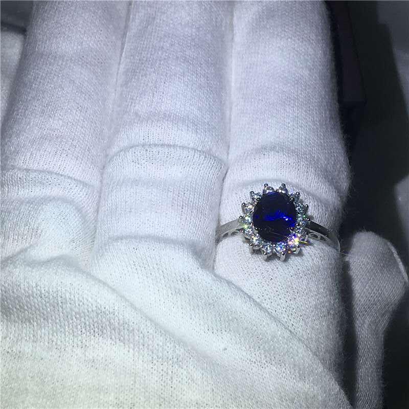 Huajie Blue Zircon Diamond Ring