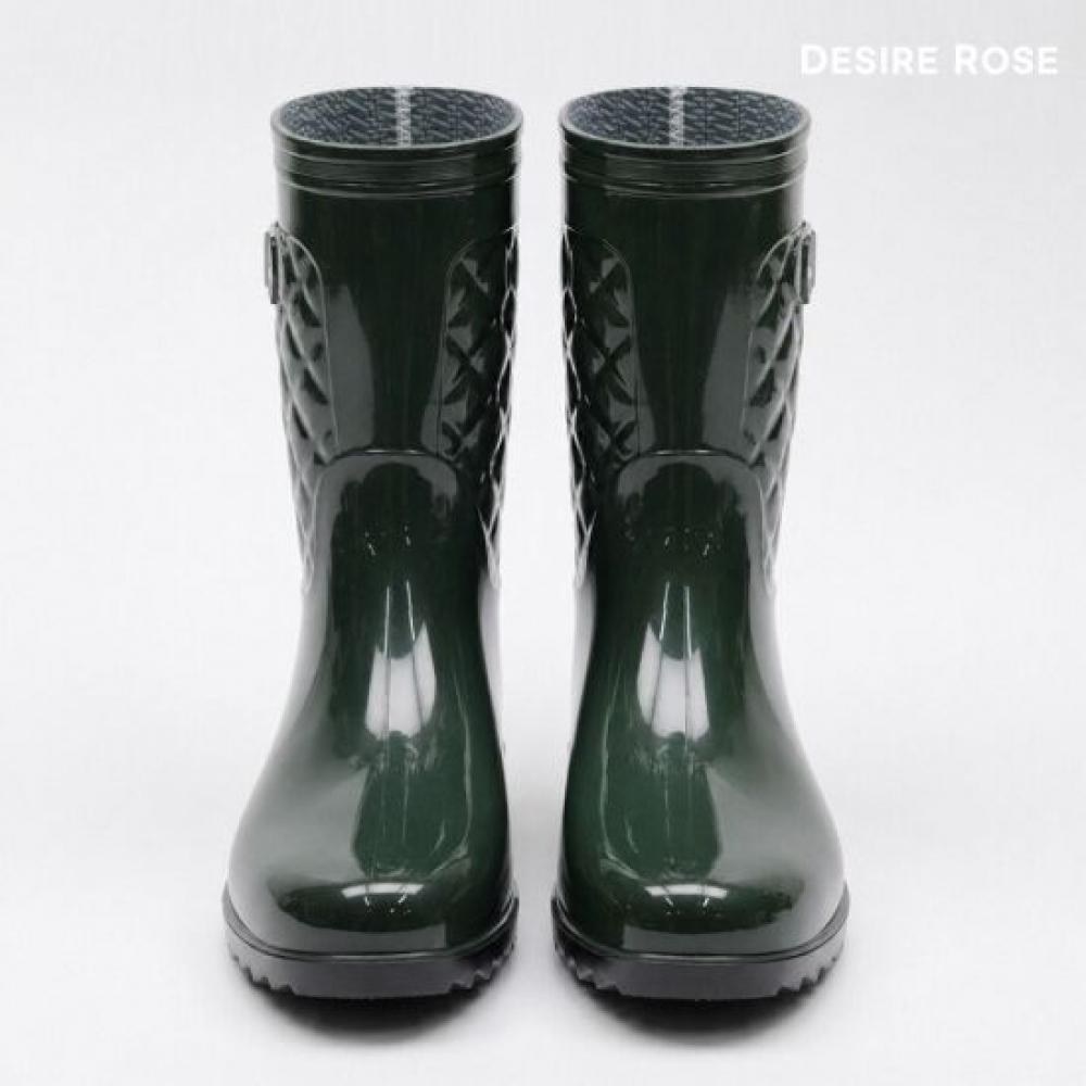DeSire RoSe Women S gloSSy Belted Mid Calf Rain bootS