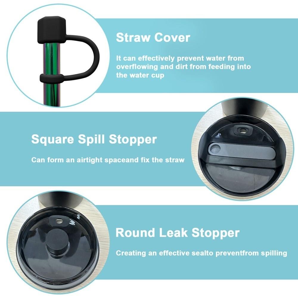 Silicone Straw Cover 3-piece Set Water Cup Accessories Reusable Straw Topper