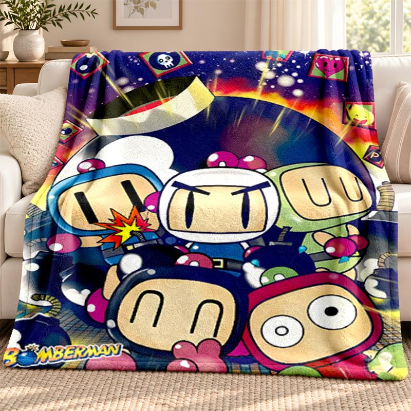 Bomberman blanket Flannel Blanket Soft Cozy Plush Throw for Sofa Bed Lightweight Home Decoration Outdoor camping