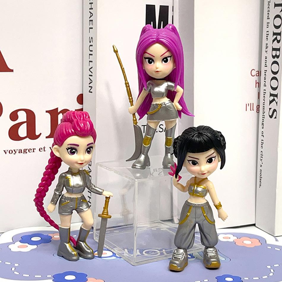 6pcs/set with box Anime Cartoon Kpop Demon Hunters Figure Model Toy Desk Decoration Rumi Zoey Mira Saja Boys Ornament Gift