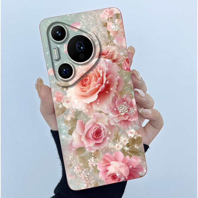 For Huawei Pura 70 Case Pura 70 Pro Back Cover Fashion Simplicity Flower Soft Silicone Funda Huawei Pura 70 Pro+ Shockproof Capa Huawei Pura 70